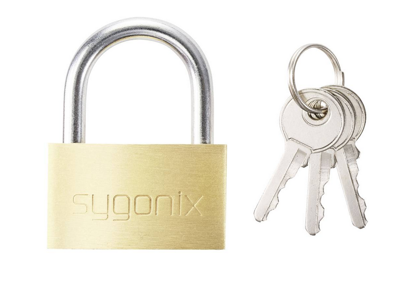 Sygonix Hangslot 39.8 mm sluitend Goud-geel Sleutelslot