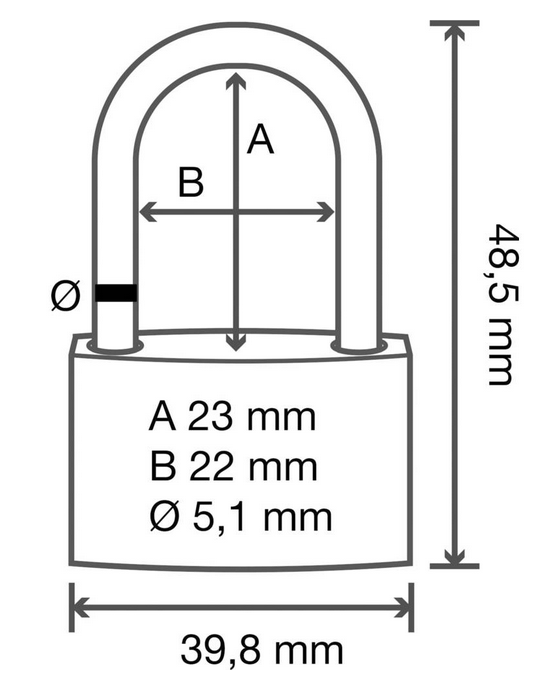 Sygonix Hangslot 39.8 mm sluitend Goud-geel Sleutelslot - Afbeelding 4